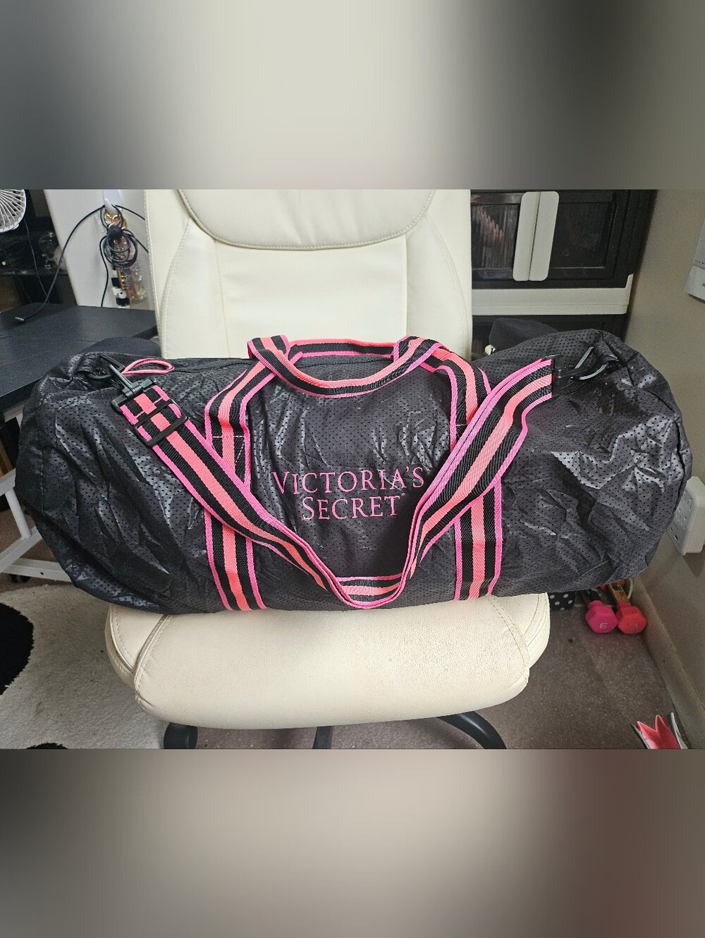 Victoria's Secret Black & Pink Duffle Bag